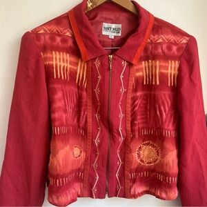 90s Y2K For city girl Red Patterned Women's petite Jacket size large